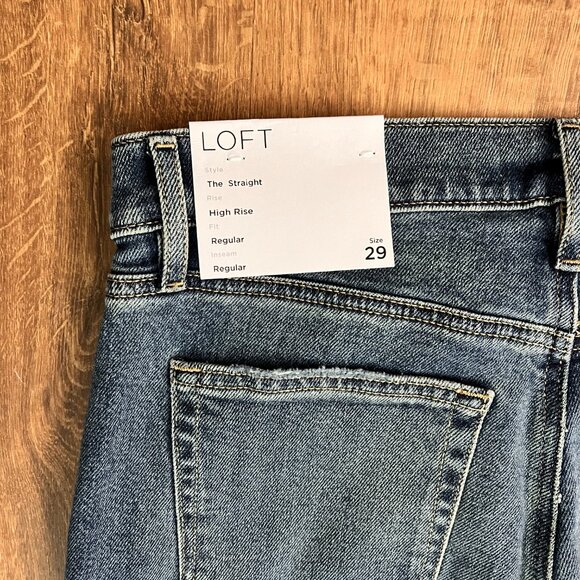 NEW Loft Fresh Cut High Rise Straight Jeans Raw Hem Sz 8 - Picture 12 of 12